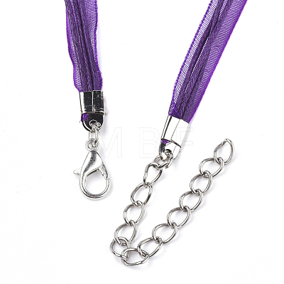 Waxed Cord and Organza Ribbon Necklace Making X-NCOR-T002-193-1