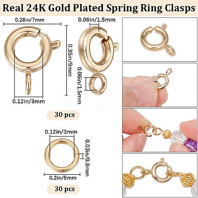 Beebeecraft 30Pcs Brass Spring Ring Clasps DIY-BBC0001-49-1