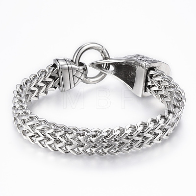 304 Stainless Steel Two-Tiered Wheat Chain Bracelets Link Bracelets BJEW-H524-07-1