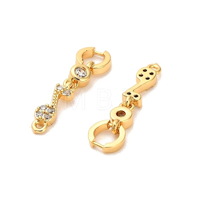 Brass Pave Clear Cubic Zirconia Musical Note Connector Charms KK-H515-15G-1