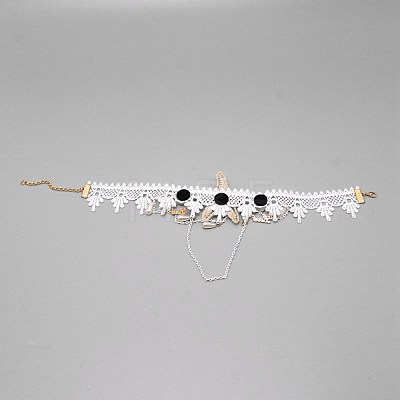 Lace Cloth Choker Necklaces NJEW-WH0002-01-1