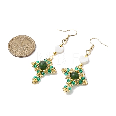 Natural Mixed Stone & Glass Seed Beads Dangle Earrings for Women EJEW-MZ00213-05-1