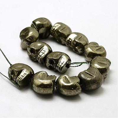 Electroplated Natural Pyrite Beads Strands G-N0258-L-01-1