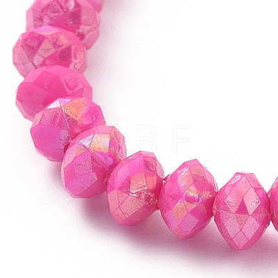 8Pcs 8 Color Opaque Acrylic Faceted Rondelle & Flower Beaded Stretch Bracelets BJEW-JB09100-1