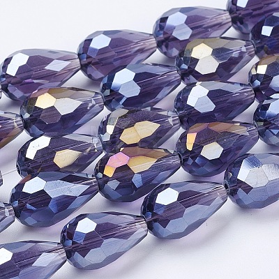 Electroplate Glass Beads Strands LS-EGLA-D015-15x10mm-07-1