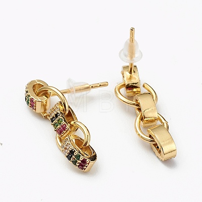 Brass Micro Pave Cubic Zirconia Dangle Earrings EJEW-L234-045-1