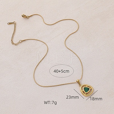 316 Surgical Stainless Steel with Dyed Synthetic Shell Triangle Pendant Necklaces for Women ZG7570-1
