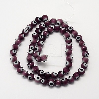 Handmade Evil Eye Lampwork Round Bead Strands LAMP-L055-10mm-04-1