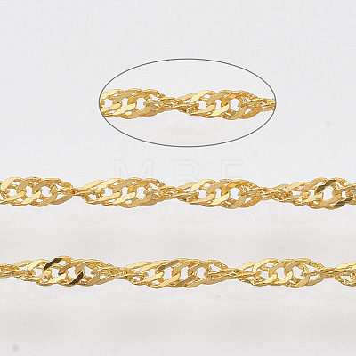Soldered Brass Coated Iron Singapore Chains CH-T002-03G-1