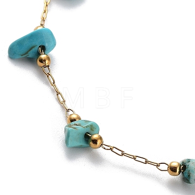 Synthetic Turquoise Chips Beaded Chain Bracelets BJEW-G692-01A-1