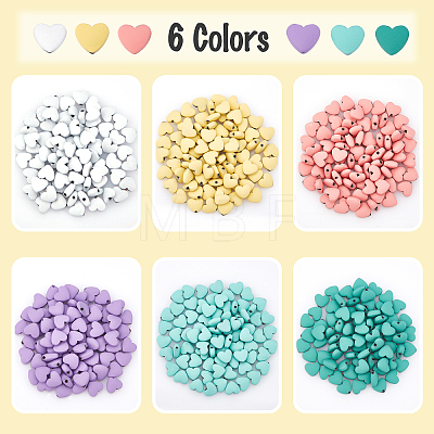 CHGCRAFT 6Strands 6 Colors Rubberized Style Spray Painted Non-magnetic Synthetic Hematite Beads Strands G-CA0001-42-1