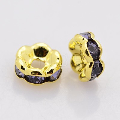 Brass Rhinestone Spacer Beads RB-A014-L6mm-18G-NF-1