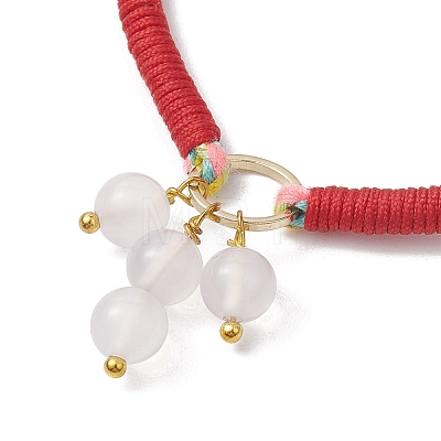 Round Natural White Agate Ball Charm Bracelets BJEW-JB10464-1