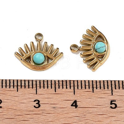 Ion Plating(IP) 304 Stainless Steel Pave Synthetic Turquoise Eye Charms STAS-U014-06B-01-1