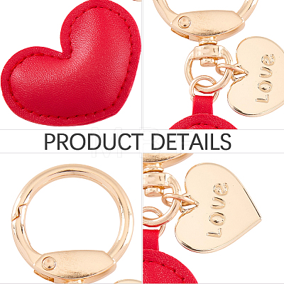 1Pc Imitation Leather Heart Keychain KEYC-CL0001-14D-1