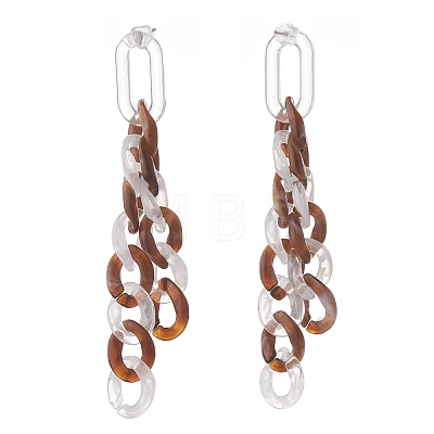 Acrylic Curb Chain Tassel Dangle Stud Earrings for Women EJEW-JE04767-06-1