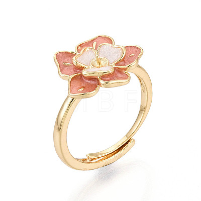 Flower Brass Enamel Adjustable Rings Setting KK-T079-17G-1