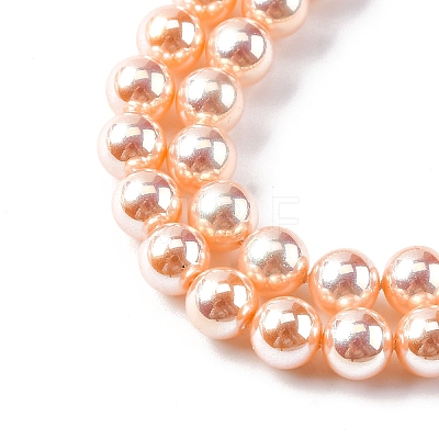 UV Plating Pearlized Glass Pearl Beads Strands GLAA-F128-01A-T7-1