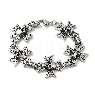 304 Stainless Steel Link Chain Bracelets for Men Women BJEW-D385-01AS-1