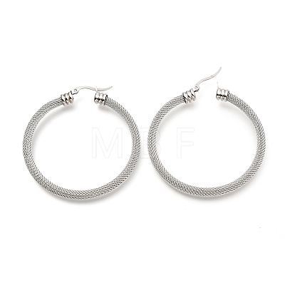 304 Stainless Steel Mesh Hoop Earrings EJEW-C501-12P-C-1