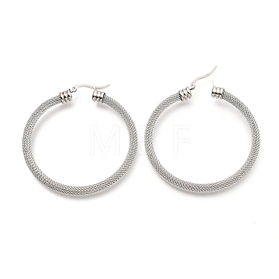 Non-Tarnish 304 Stainless Steel Mesh Hoop Earrings EJEW-C501-12P-C-1