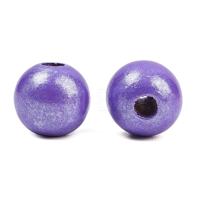 Spray Painted Wood European Beads WOOD-G029-08C-1