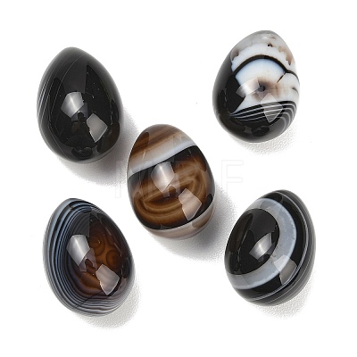 Natural Black Banded Agate(Dyed & Heated) Egg Stone GG-L654-H02-10-1