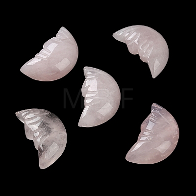 Natural Rose Quartz Carved Healing Moon with Human Face Figurines G-B062-06E-1