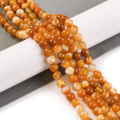 Natural Striped Agate/Banded Agate Beads Strands G-H037-A02-01-1