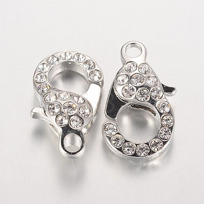 Alloy Glass Rhinestone Lobster Claw Clasps ZIRC-F022-63-1