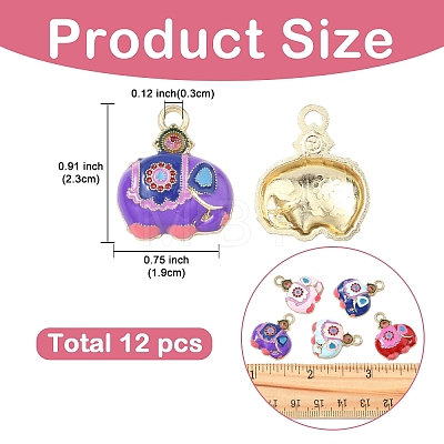 12Pcs 6 Colors Alloy Rhinestone Pendants FIND-YW0011-79-1