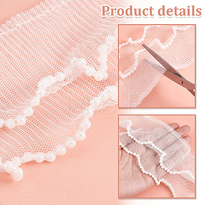 2 Layer Polyester Pleated Lace Trim OCOR-WH0088-46A-1