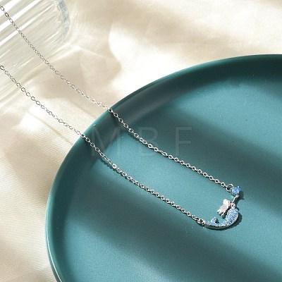 Brass Micro Pave Cubic Zirconia Heart Mermaid Pendant Necklaces for Women NJEW-S441-07B-P-1