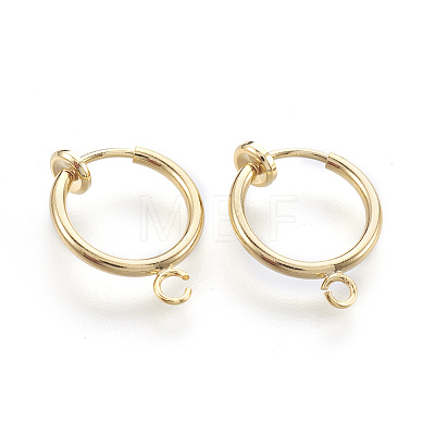 Brass Clip-on Hoop Earrings X-KK-L169-06G-1