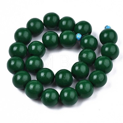 Spray Painted Natural Wood Beads Strands WOOD-S053-57C-1