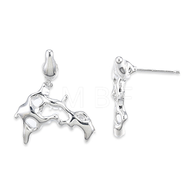 Brass Twist Dangle Stud Earrings for Women EJEW-N012-49P-1