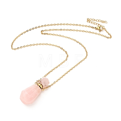 Openable Faceted Natural & Synthetic Mixed Stone Perfume Bottle Pendant Necklaces for Women NJEW-F296-03G-1