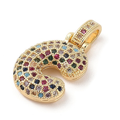 Brass Micro Pave Cubic Zirconia Pendants ZIRC-P121-01G-C-1