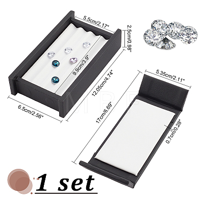 4-Slot Rectangle PU Letaher Loose Diamond Presentation Box LBOX-WH0002-05-1