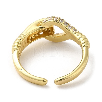 Brass Micro Pave Cubic Zirconia Open Cuff Ring for Women RJEW-F154-02G-B-1