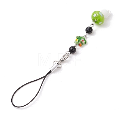 Handmade Lampwork Mushroom Mobile Straps HJEW-JM02290-1