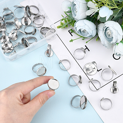 48Pcs 8 Style Adjustable 304 Stainless Steel Finger Rings Components STAS-DC0004-37-1