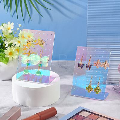 72-Hole Laser Acrylic Slant Back Earring Display Stands EDIS-WH0022-21C-1