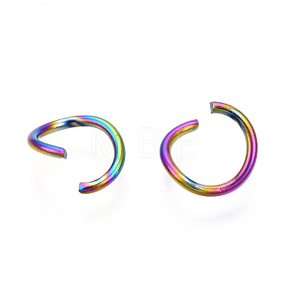 Ion Plating(IP) Rainbow Color 304 Stainless Steel Open Jump Rings X-STAS-N098-062A-01-1