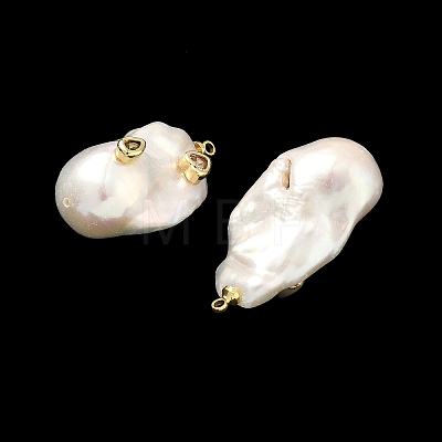 Brass & Pearl Micro Pave Cubic Zirconia Pendants KK-H259-13E-G01-1