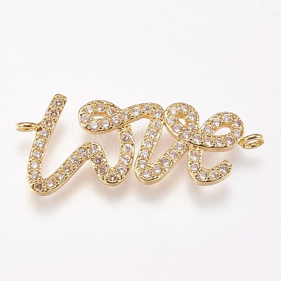 Brass Micro Pave Cubic Zirconia Links ZIRC-A009-45G-1