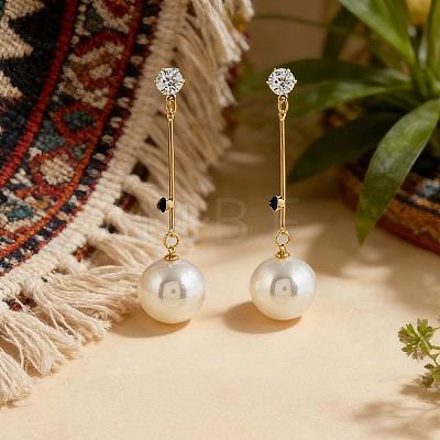 Iron with Imitation Pearl Round Dangle Stud Earrings and Cuff Rings Set YS4776-1-1