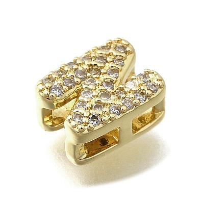 Brass Micro Pave Cubic Zirconia Letter Multi-Strand Links LS-KK-D295-32G-14-1