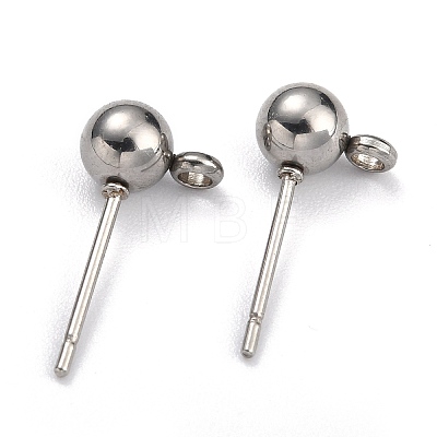 304 Stainless Steel Ball Post Stud Earring Findings STAS-Z035-01P-F-1