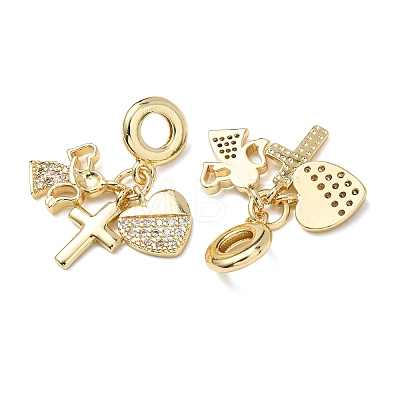 Ocean Brass Micro Pave Clear Cubic Zirconia European Dangle Charms KK-H278-03G-03-1